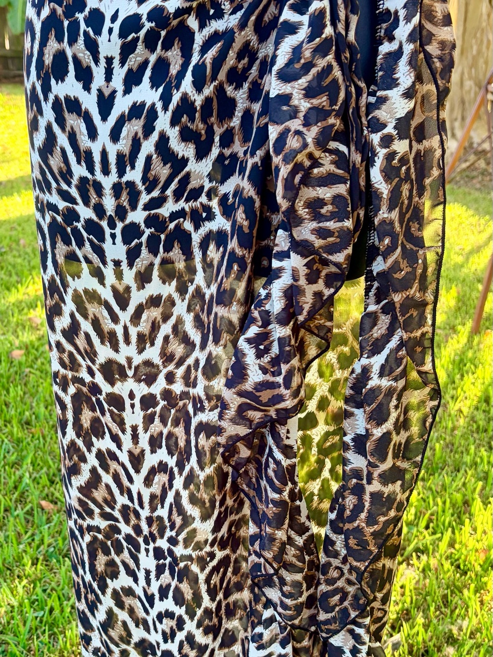 Leopard Print High-Low Maxi Dress - Black & Brown